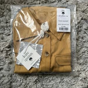 Kate Quinn Honey Mustard LS Military Top